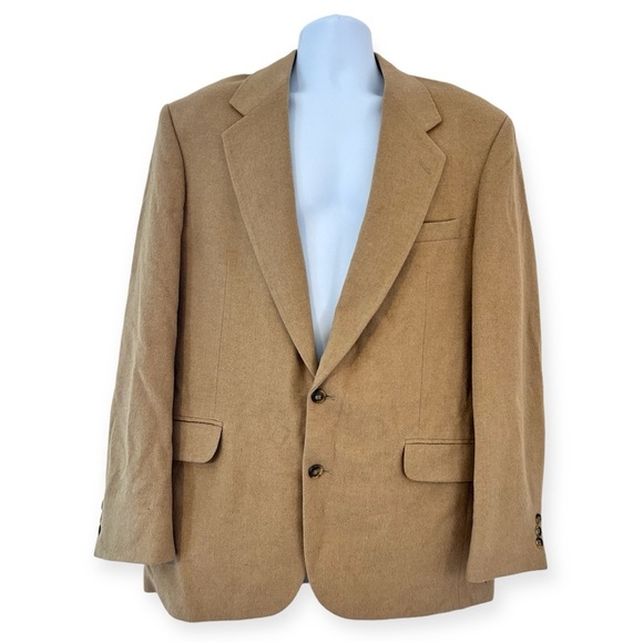 Hunt Valley Camel Hair Blazer Mens 42L Tan - Picture 2 of 15